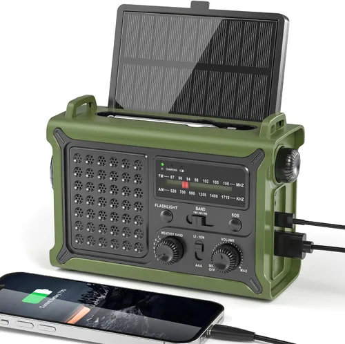 Vista 11 de Mesqool Radio meteorológica de emergencia NOAA Alerta con batería de Negro