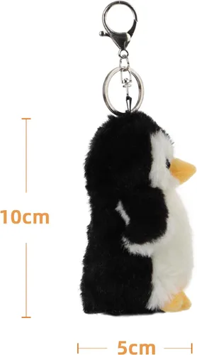 Vista 6 de Apricot Lamb Lindos juguetes antárticos de peluche de pingüino negro de peluche llavero suave para bolsa de niños, bolso, mochila y bolso