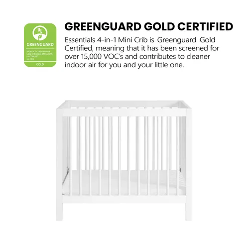 Vista 5 de Oxford Baby Essentials Island Mini cuna convertible 4 en 1 con husillos redondos, color blanco