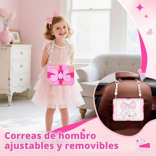 Vista 5 de VOFUOE Funda para iPad 6ª/5ª generación para niños para iPad 9.7 caso 2018 colorido rosado