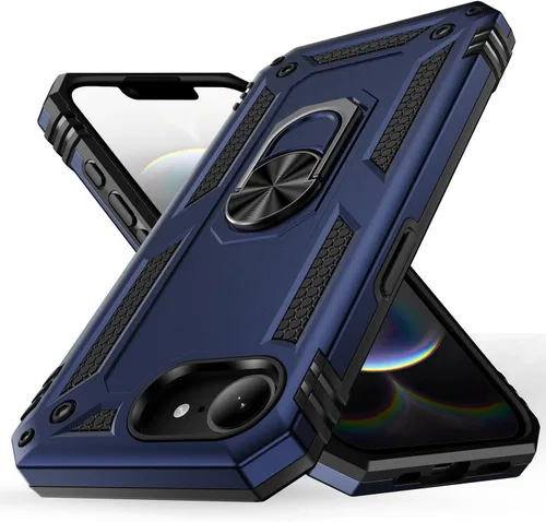 Vista 24 de Korecase Funda de teléfono para iPhone 16 con anillo de soporte, grado militar, a prueba de golpes, cuerpo completo, protección resistente para Negro
