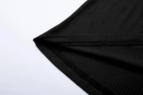 Vista 3 de KLOTHO Camiseta de manga larga con cuello alto acanalado para mujer