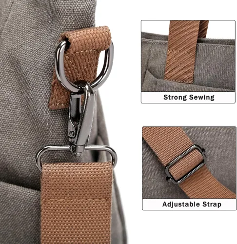 Vista 6 de DOURR Vintage Washed Canvas Tote Bag for Women Casual Crossbody Bag Everyday Carry All Purse Shoulder Bag Travel Work
