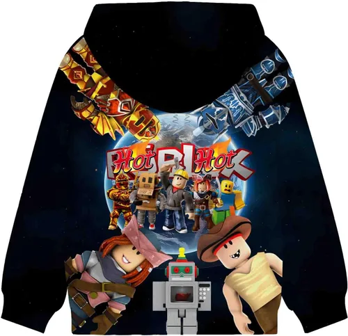 Vista 2 de ETHORY Sudadera con capucha unisex para niños, diseño de dibujos animados, con bolsillos