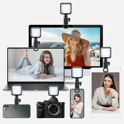 Vista 4 de Pixel Luces de conferencia LED ajustables para selfie, 3 modos de iluminación de video con clip recargable, con cámara frontal de video