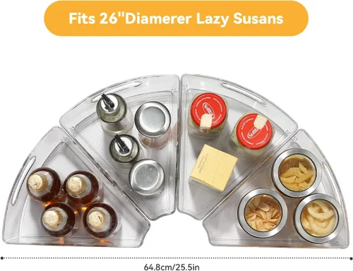 Vista 2 de Lazy Susan - Organizador de gabinete de esquina para contenedores de almacenamiento de cocina de plástico de 26 pulgadas de diámetro, paquete de 6
