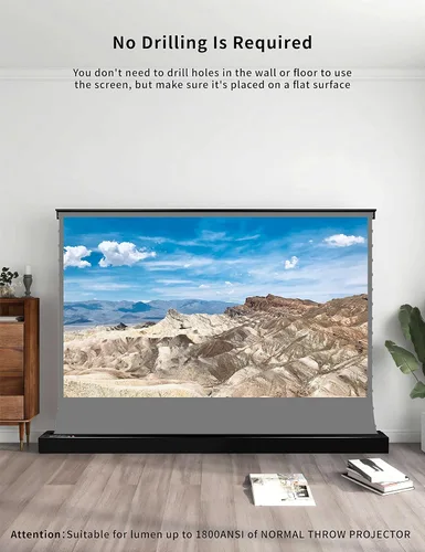 Vista 3 de VIVIDSTORM-3D - Material de pantalla de rechazo de luz ambiental de enfoque largo, pantalla de proyección motorizada para levantamiento de piso