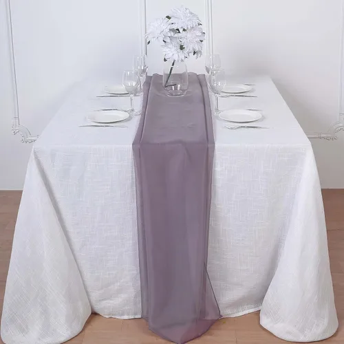 Vista 9 de Efavormart - Paquete de 5 bandas de gasa de alta calidad para silla, 22 x 78 pulgadas, amatista violeta, lazos para silla de diseño transparente