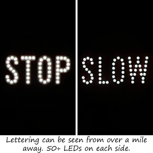 Vista 6 de SmartSign Paleta LED STOP SLOW – Señal de parada lenta reflectante de mano con asa, 18 pulgadas de doble cara, modos de luz LED