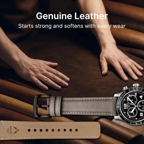 Vista 100 de Fullmosa Correa de reloj de liberación rápida de 0.866 in, 0.787 in y 0.709 in, bandas de cuero bruñido para Samsung Galaxy Watch/Garmin Watch