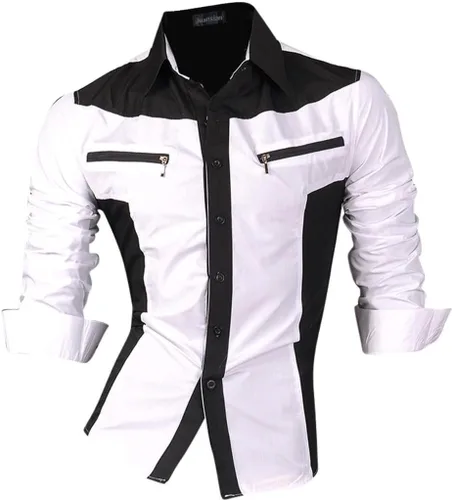 Vista 136 de jeansian - Camisas de manga larga de ajuste entallado para hombre (8397), con botones, informales y de vestir.