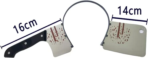 Vista 2 de Cooplay Disfraces de terror, accesorios de juguete de zombi, accesorios para el cabello, bandas para el cabello, hacha decapitada, broma, cosplay