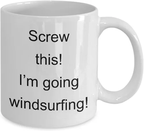 Vista 2 de Windsurfing Coffee Mug Windsurf Gifts - Screw This I'm Going Windsurfing Coffee Mug Ceramic Tea Cup