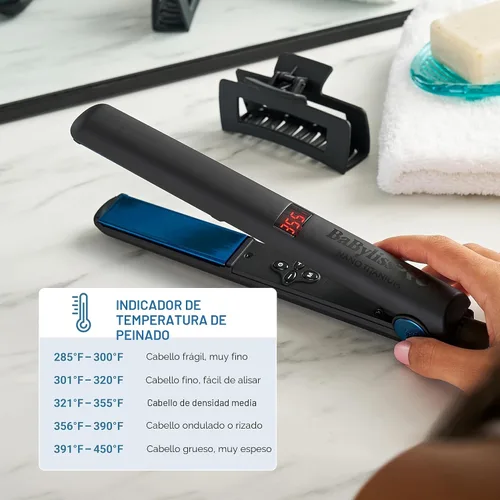 Vista 5 de BaBylissPRO Nano Titanium Flat Iron Hair Straightener, Digital Flat Iron for Pro Salon Results, Styling Tool for All Hair Types
