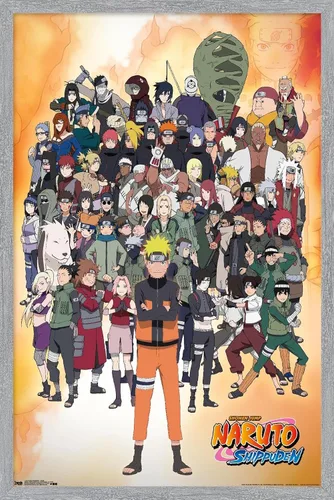 Vista 8 de Trends International Naruto Shippuden - Póster de pared grupal, 14.725 x 22.375 pulgadas, versión con marco de madera tipo granero