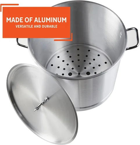 Vista 3 de IMUSA - Juego de vaporera de aluminio de dos piezas, 28Qt y 10Qt, plateado