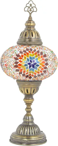 Vista 13 de Lámpara turca de mesa con 10 variantes Lámpara turca marroquí con base de bronce Lámpara de noche Tiffany hecha a mano Lámpara de noche