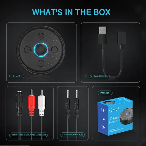 Vista 5 de Receptor Bluetooth para altavoces estéreo caseros/con cable con sonido envolvente virtual 3D