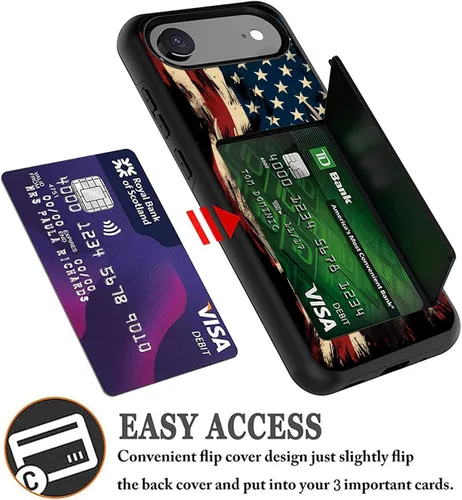Vista 5 de Funda para iPhone Air, funda tipo cartera con ranura para tarjeta oculta, a prueba de golpes, TPU y PC, funda protectora de doble capa para iPhone