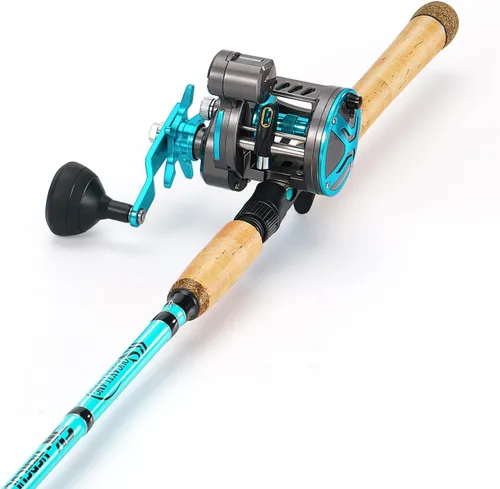 Vista 3 de Sougayilang Inshore Fishing Rod Combo with Line Counter Fishing Reel Suitable for Catfish, Salmon/Steelhead, Striper Bass Fishing
