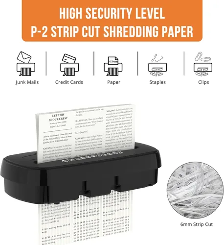 Vista 3 de Destructora de Papel para Oficina en Casa, Woolsche de 10 Hojas de Corte Longitudinal con Cesta de 3.17 Galones, Nivel de Seguridad P-2, Destructora