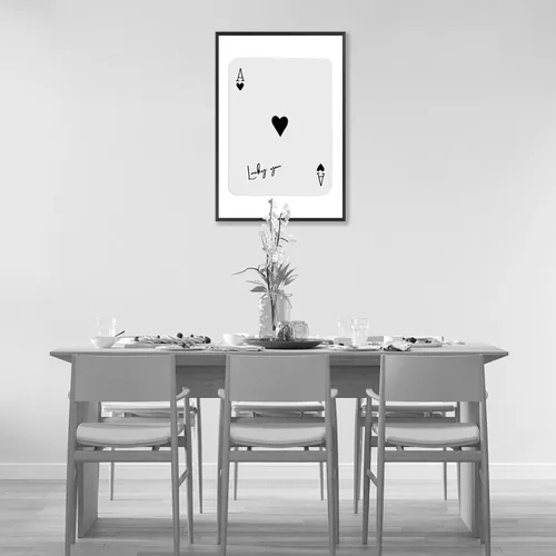 Vista 2 de Dcvjiy Póster de póquer de la suerte en blanco y negro divertido y moderno Preppy Ace jugando a la carta, arte de pared, arte retro negro y blanco