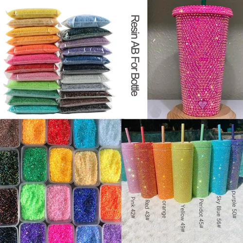 Vista 5 de Paquete grande de 50000 diamantes de imitación de resina de 0.118 pulgadas (0.118 in), con parte trasera plana, diamantes de imitación de color AB