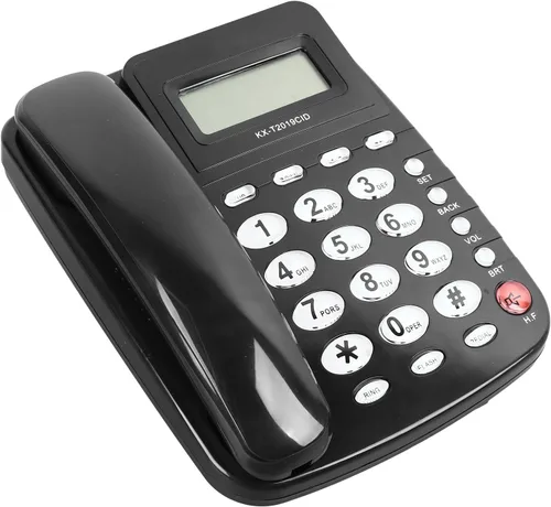 Vista 6 de Teléfono fijo con cable, botones grandes mejorados, pantalla de identificación de llamadas para personas mayores, hogar, oficina, hotel, color negro
