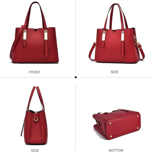Vista 5 de NICOLE & DORIS Bolsos de mano para mujer, elegantes bolsos de hombro con asa superior, bolsos cruzados para mujer, bolso de trabajo de piel sintética