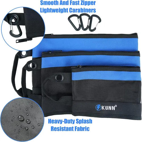 Vista 3 de KUNN Tool Bag Zipper Pouch 3 Pack - Heavy Duty Utility Tool Storage Organizer with Carabiner for DIY,Electrician,Accessories and Travel