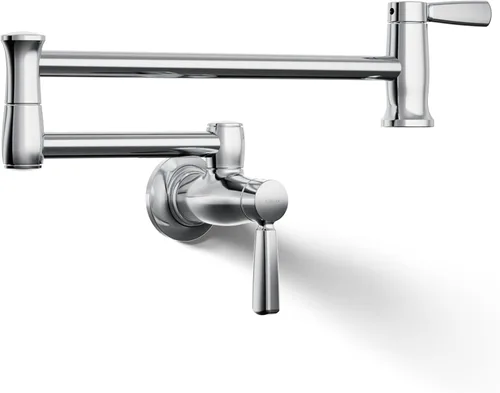 Vista 17 de KOHLER 35744-BL - Grifos de cocina de llenado de ollas de montaje en pared estilo tradicional, color negro mate