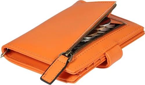 Vista 5 de Travelambo Rfid Wallet - Cartera de cuero para mujer Naranja Moda