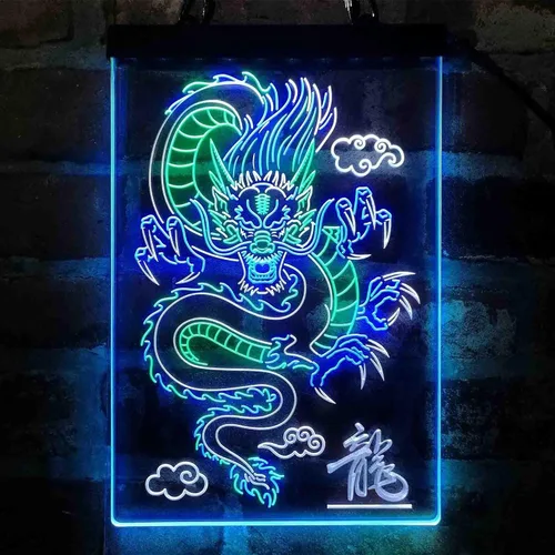 Vista 10 de ADVPRO Dragón chino en la nube palabra tricolor LED neón signo verde y rojo y amarillo 7.9 x 12.6 pulgadas st9s23-i3225-gry