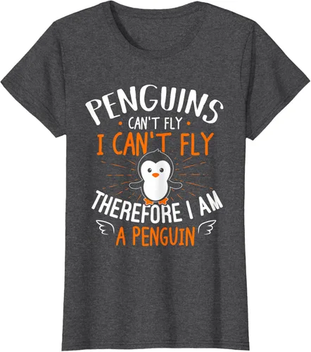 Vista 6 de Penguins Can't Fly Shirt - Camiseta de regalo para amantes de los pingüinos, Azul Azul Marino