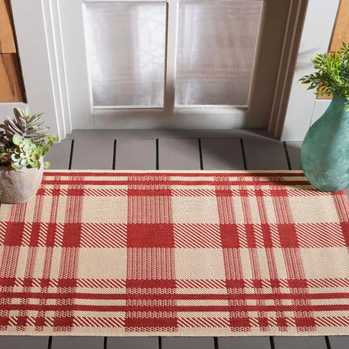 Vista 96 de SAFAVIEH Alfombra Lavable para Exteriores Colección Courtyard - 2'3" x 4', Beige y Azul, Patrón a Cuadros, No Desprende Pelusa y Fácil Limpieza