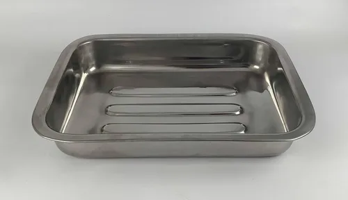 Vista 3 de Tredoni Bandeja rectangular de acero inoxidable para hornear profunda de 10 pulgadas, dos asas plegables, para asar pollo, lasaña para hornear