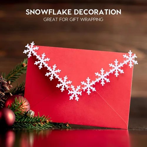 Vista 9 de BESTOYARD Cinta de copo de nieve de 16.4 pies con ribete de poliéster blanco para decoración de árbol de Navidad, cinta de vacaciones para envolver