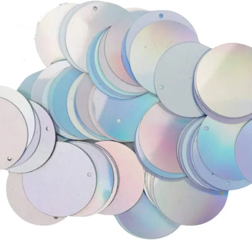 Vista 6 de Paillettes de lentejuelas sueltas holográficas plateadas para bordado, novia, apliques, artes, manualidades y adornos (0.236 pulgadas)
