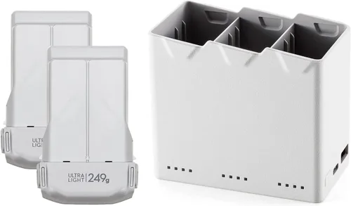 Vista 2 de RotorLogic Batería de vuelo inteligente original DJI Mini 3 Pro de 2453 mAh (paquete de 2) con hub de carga bidireccional original DJI, uso para DJI
