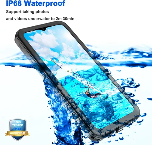 Vista 2 de Funda impermeable para teléfono Samsung Galaxy A14 5G, protector de pantalla con correa, protector de cuerpo completo, resistente a prueba de golpes