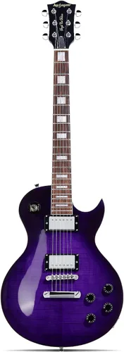 Vista 11 de Leo Jaymz Guitarra eléctrica serie SC - Cuerpo de caoba, diapasón de laurel, humbuckers duales, puente Tune-O-Matic, cuello C, afinadores 18:1