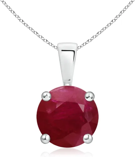 Vista 25 de Angara Round Ruby Solitaire Necklace in Sterling Silver A-Good