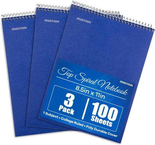 Vista 13 de Mintra Office TOP BOUND Cuadernos de espiral duraderos (hielo ártico, aceite de chile, verde oliva, rayas universitarias, paquete de 3)