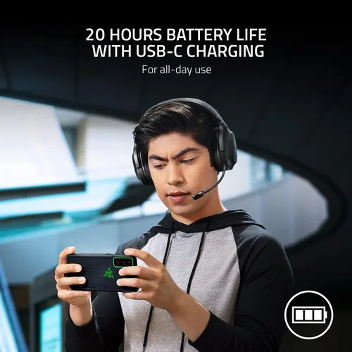 Vista 7 de Razer Barracuda X Auriculares inalámbricos multiplataforma para juegos y celulares diseño ergonómico de 88 onzas micrófono HyperClear desmontable