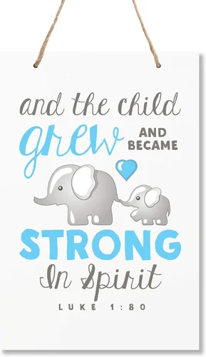 Vista 2 de LifeSong Milestones Decoración de pared de elefante para habitaciones de niños – The Child Grew Blue Heart – Fabricado con orgullo en Estados Unidos