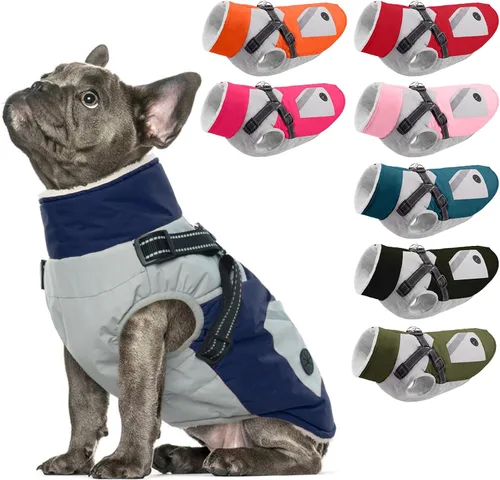 Vista 38 de IECOii Abrigos para perros pequeños, arnés de invierno con cremallera, color verde, talla XS, cálido abrigo de invierno para perros pequeños