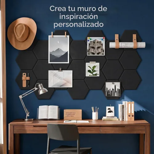 Vista 4 de Paquete de 12 paneles acústicos hexagonales, paneles de pared insonorizados de alta densidad de 12 x 10 x 0.4 pulgadas, paneles de pared acústicos