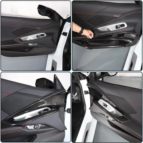 Vista 4 de Sekhyna Cubierta interior de la manija de la puerta del automóvil compatible con Chevrolet Corvette C8 Stingray 2020-2024 ABS 2020-2024, 2 piezas