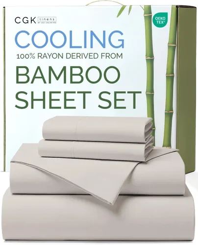 Vista 21 de Sábanas de bambú 100% rayón derivado de bambú, tamaño individual, sábanas refrescantes para individuales. Ropa de cama ultra suave, transpirable