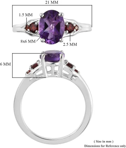 Vista 6 de SHOP LC - Anillo de amatista granate 925 de plata de ley 925, anillos de amatista roja y púrpura para mujeres, regalos de cumpleaños para mujeres